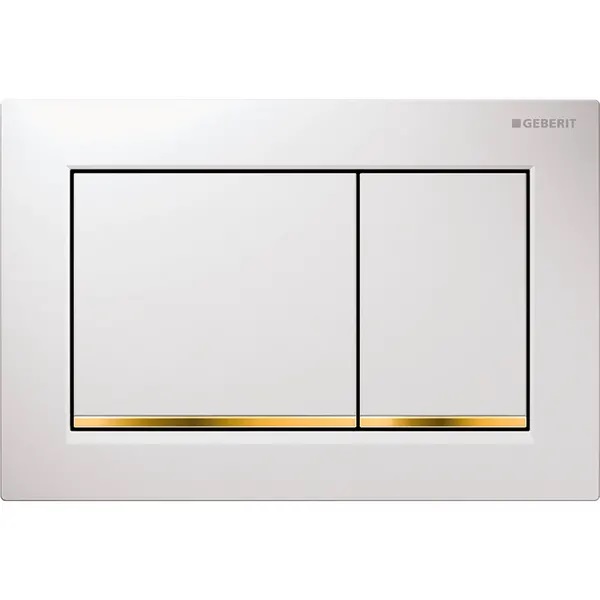 Клавиша смыва Geberit Omega30 пластик, белый/золото 115.080.KK.1