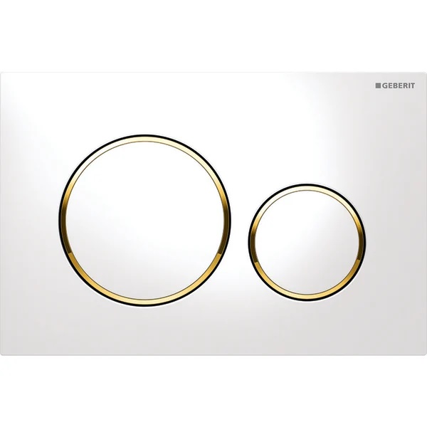 Клавиша смыва Geberit Sigma20, белая/золото 115.882.KK.1