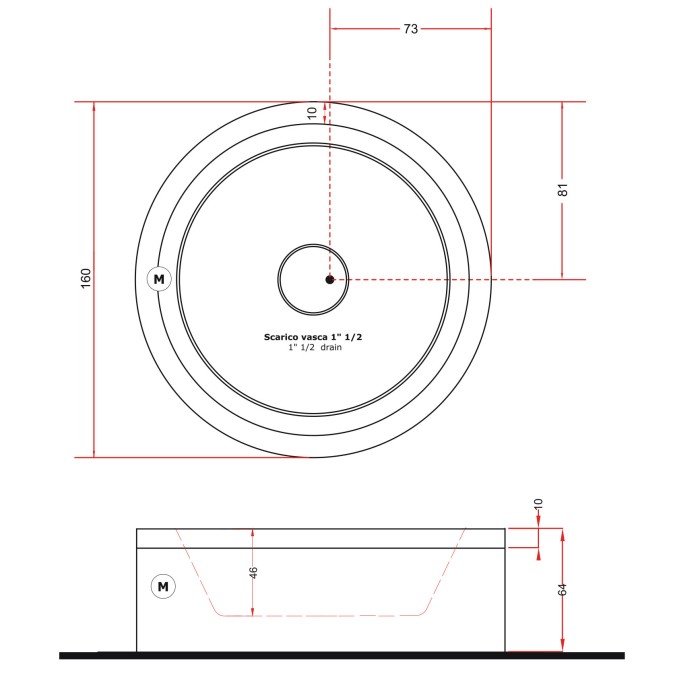 Gruppo Treesse Dream 160 Ванна ø160xh64 см, золото