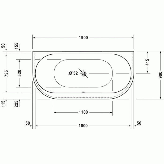 Darling New ванна асимметричная 190 см 700248000000000 в интернет-магазине «Estet Room»