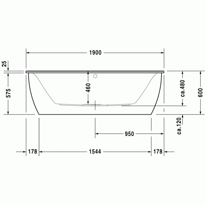 Darling New ванна асимметричная 190 см 700248000000000 в интернет-магазине «Estet Room»