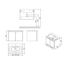 Тумба под умывальник Ravak SDD- 600 Classic Белый/Белый