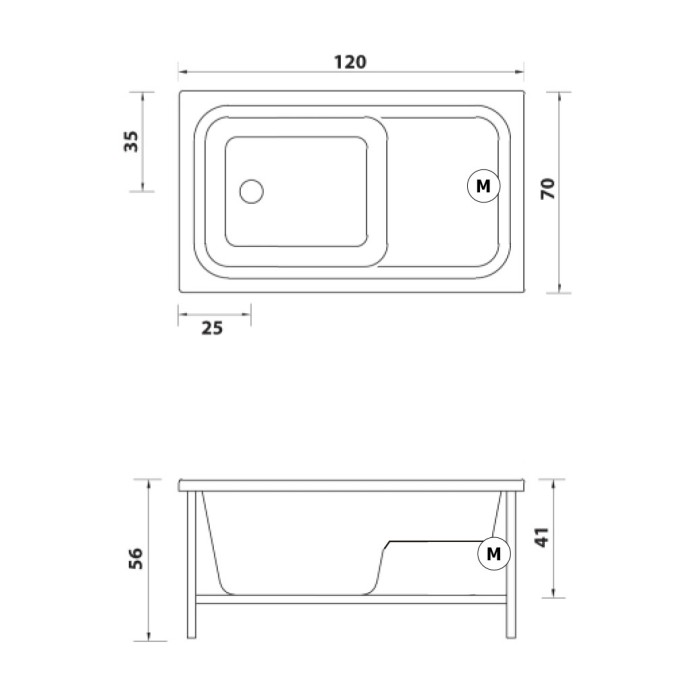 Gruppo Treesse Cristina Sedile Ванна прямоугольная 120x70xh56 см