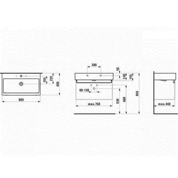 Умывальник прямоугольный Laufen Living City H8174360001041
