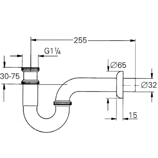 Grohe Сифон для раковины под донный клапан 1 1/4" (28947000)