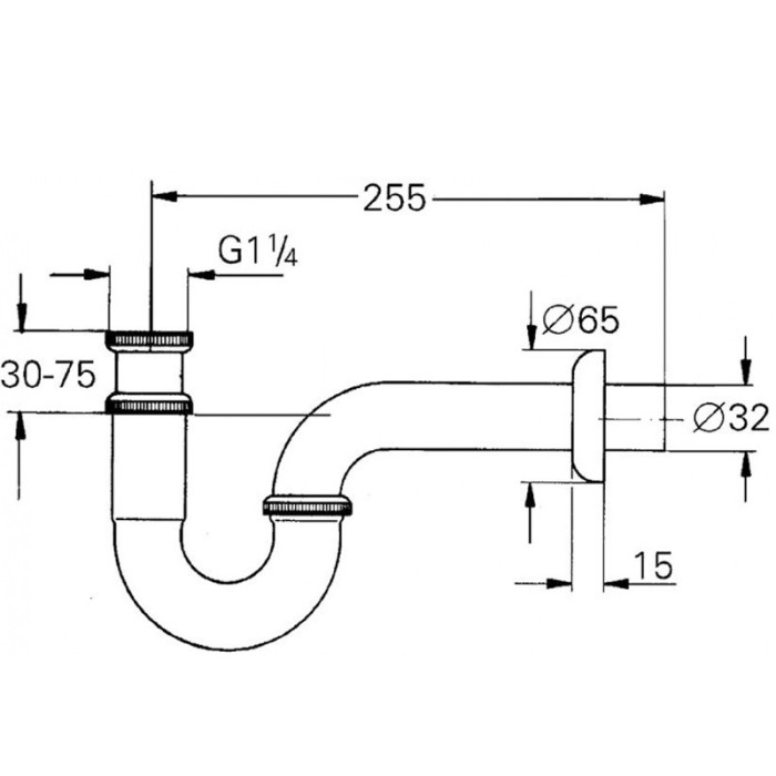 Grohe Сифон для раковины под донный клапан 1 1/4" (28947000)