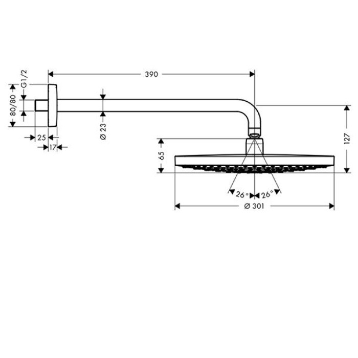 Верхний душ Hansgrohe Raindance Select S 300 2jet 27378000