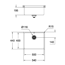 Мойдка для кухни Grohe 540x440 мм, под столешницу, 1 чаша, матовая (31574SD0)
