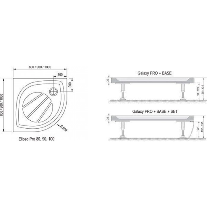 Душевой поддон Ravak ELIPSO PRO 80 Flat Белый