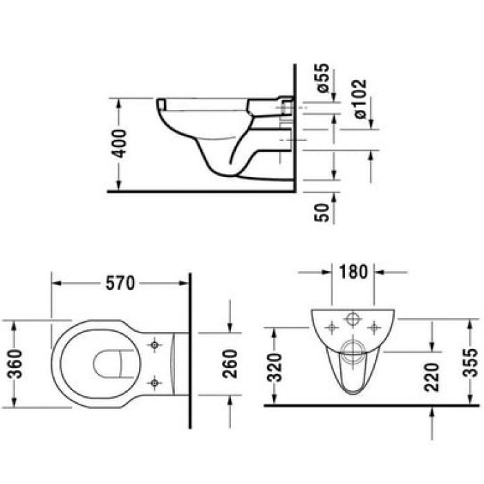 Плитка керамогранит Подвесной унитаз Duravit Bathroom Foster 0175090000 для пола