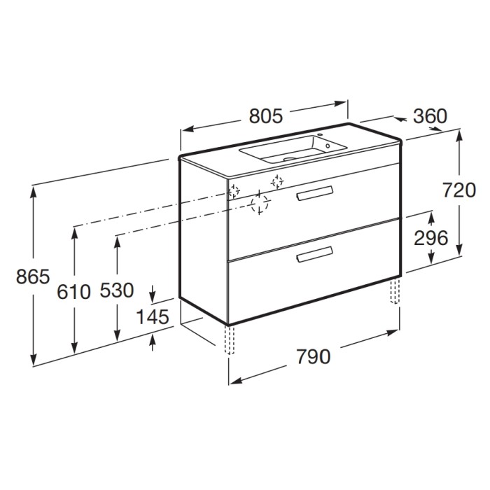 Тумба Roca Debba A855907153 с умывальником 60 см