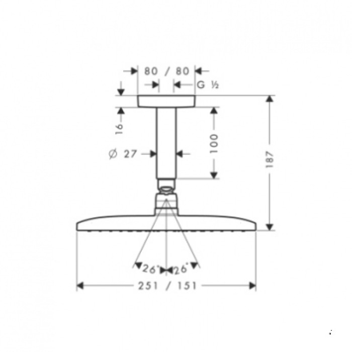 Верхний душ Hansgrohe Raindance E 240 Air 1jet 27380000