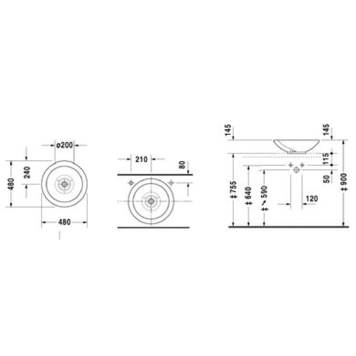 Плитка керамогранит Керамическая раковина 48 см Duravit Bagnella 0451480000 для пола