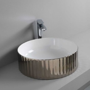 Керамическая раковина 44 см Artceram Millerighe, white glossy/platinum bicolor (OSL010 01;57)