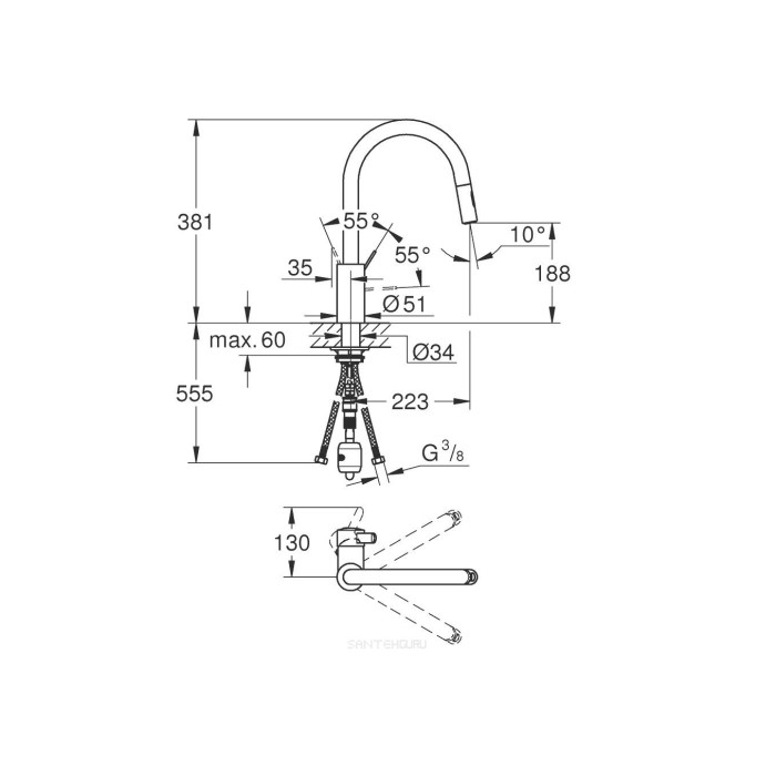 Grohe Eurosmart Cosmopolitan Смеситель для кухни (31481001) Grohe Eurosmart Cosmopolitan Смеситель для кухни (31481001)