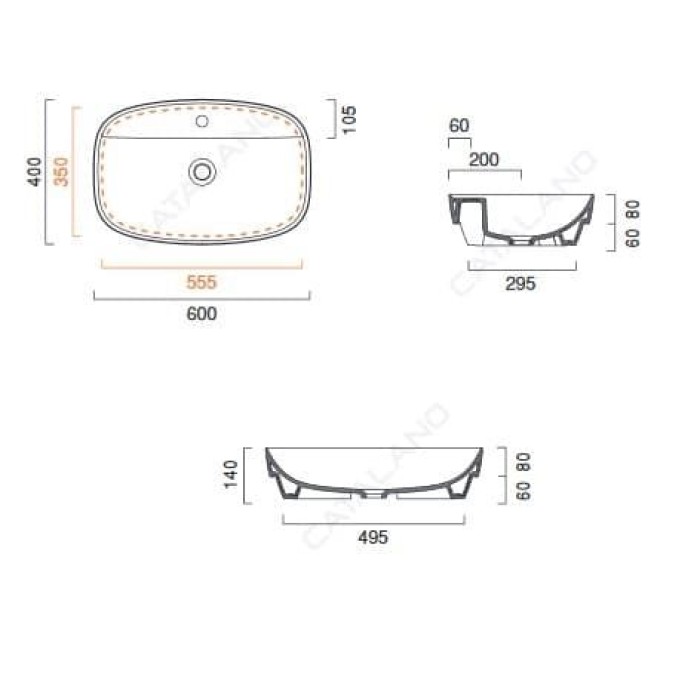 Керамическая раковина 60 см Catalano Green Lux
