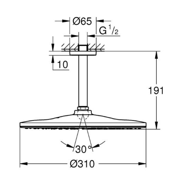Плитка керамогранит Grohe Rainshower 310 Mono Верхний душ 26560000 для пола Плитка керамогранит Grohe Rainshower 310 Mono Верхний душ 26560000 для пола
