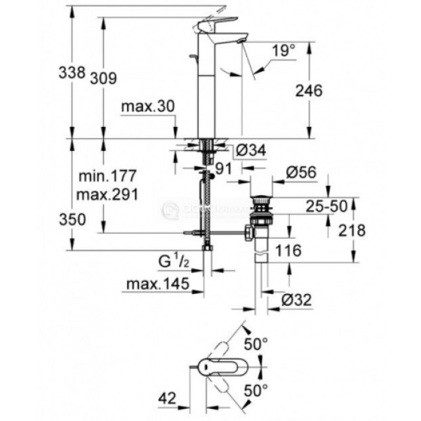 Grohe BauEdge Смеситель однорычажный для раковины XL-Size (32860000)
