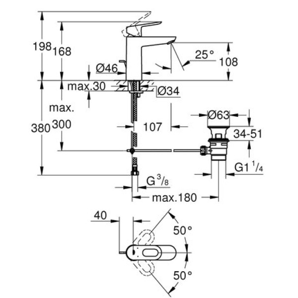 Смеситель для раковины Grohe Bau Loop M-Size 23762000
