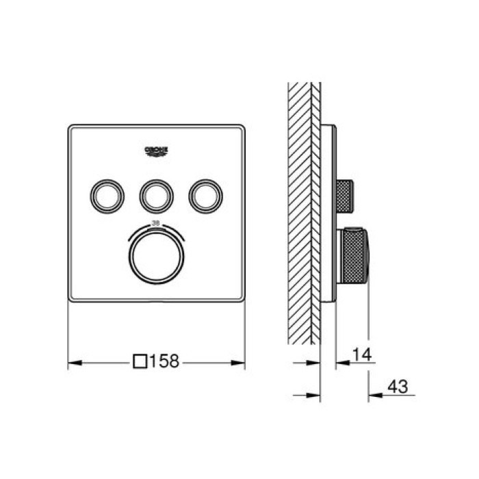 Термостат для встраиваемого монтажа Grohe Grohtherm SmartControl 29157LS0