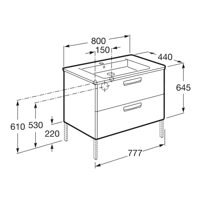 Тумба Roca Gap A855998806 с умывальником 80 см