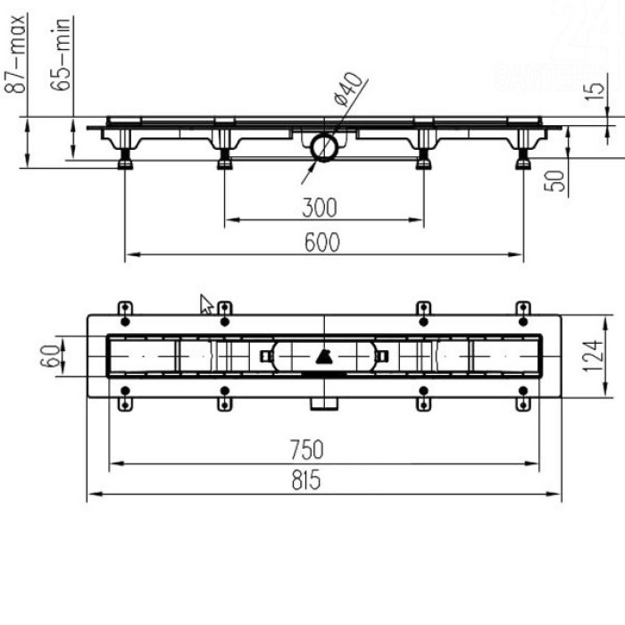 MCH CH-750-M Душевой канал 750мм с полированной решеткой Медиум