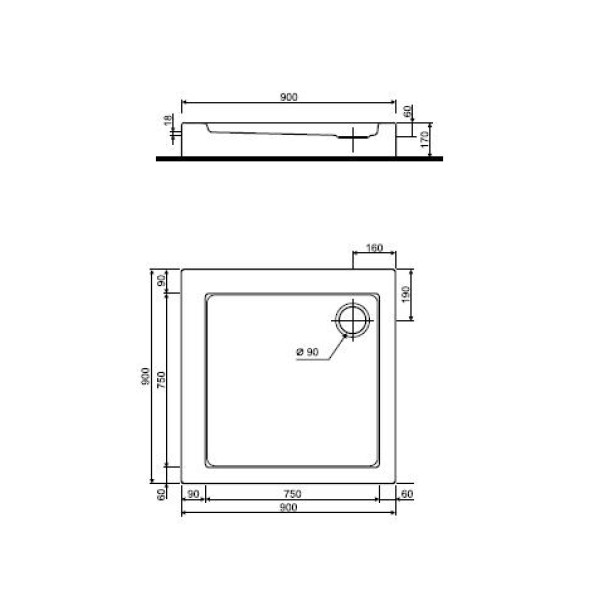 Душевой поддон KOLO SIMPLO 90x90 xBK0691000