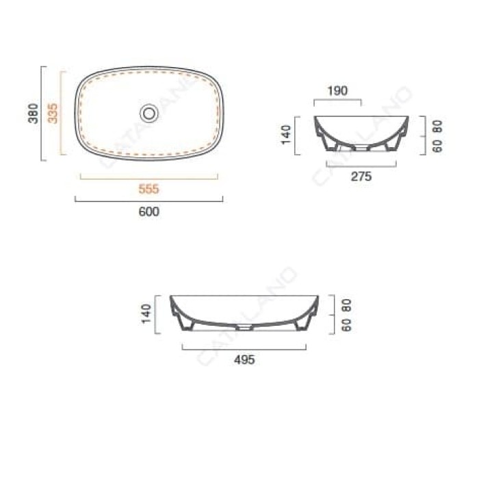 Керамическая раковина 60 см Catalano Green Lux, серая