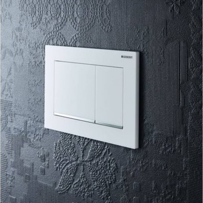 Клавиша смыва Geberit Omega30 пластик, белый/хром глянец 115.080.KJ.1