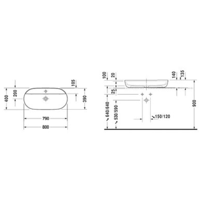 Плитка керамогранит Керамическая раковина 80 см Duravit Luv 0380800000 для пола