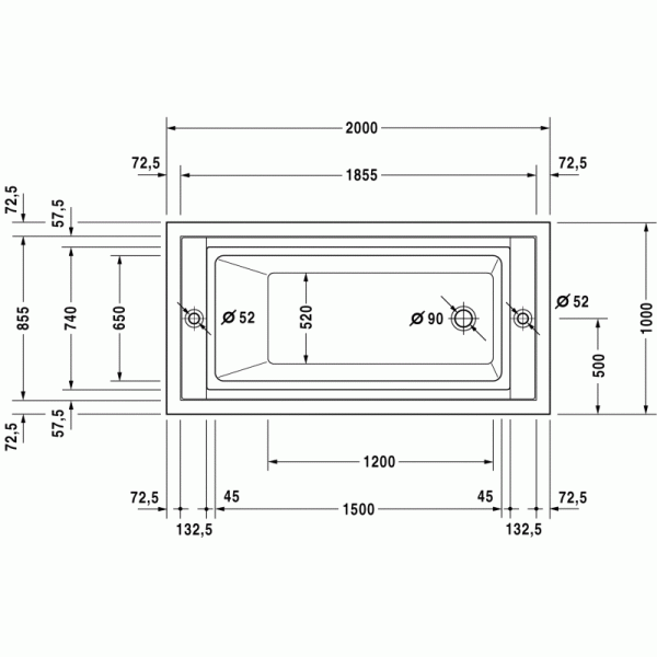 Sundeck ванна прямоугольная 185,5 см 700125000000000 в интернет-магазине «Estet Room»