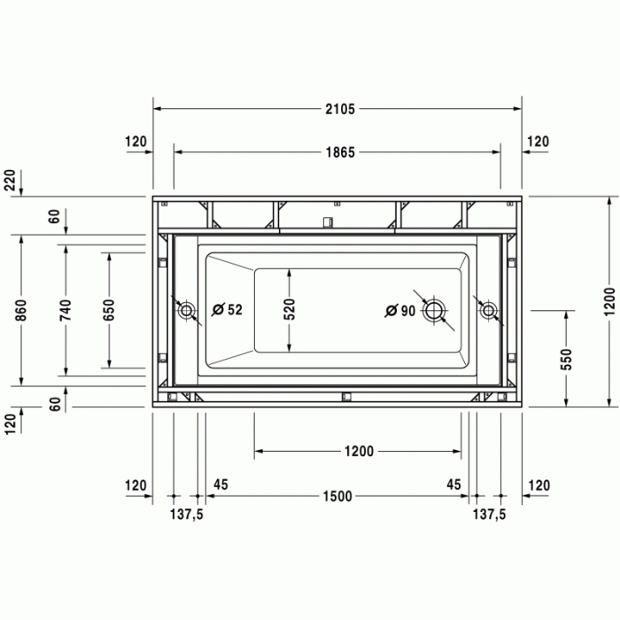 Sundeck ванна прямоугольная 185,5 см 700125000000000 в интернет-магазине «Estet Room»