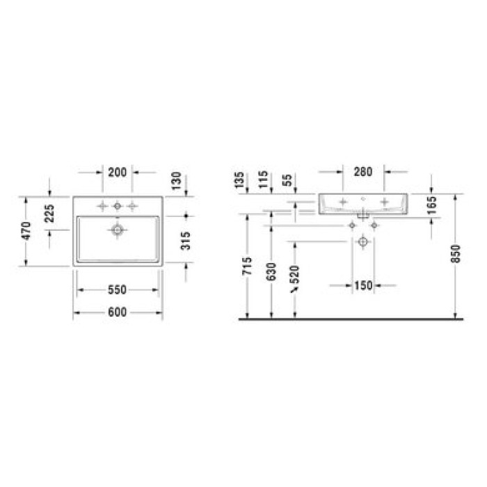 Плитка керамогранит Керамическая раковина 60 см Duravit Vero Air 2350600027 для пола