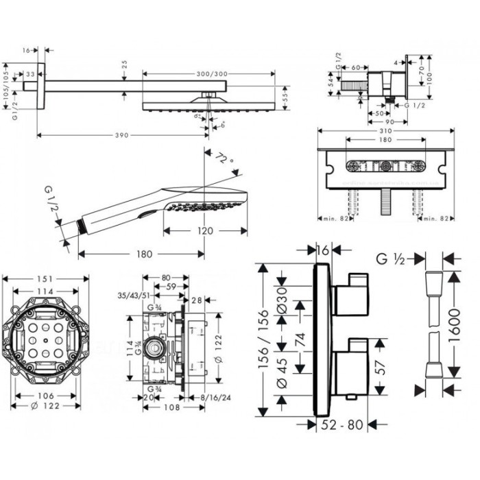 Плитка керамогранит Душевая система Hansgrohe Raindance 2A131218 для пола