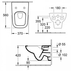 Унитаз подвесной Villeroy & Boch Joyce Directflush (5607R201) с сиденьем Soft Close (9M52S101)