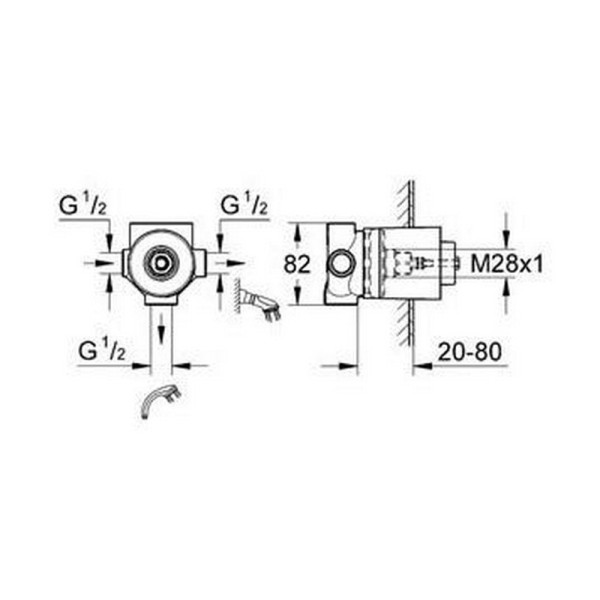 Grohe Встраиваемая часть переключателя на 2 положения GROHE для предварительно смешанной воды ( (29706000)
