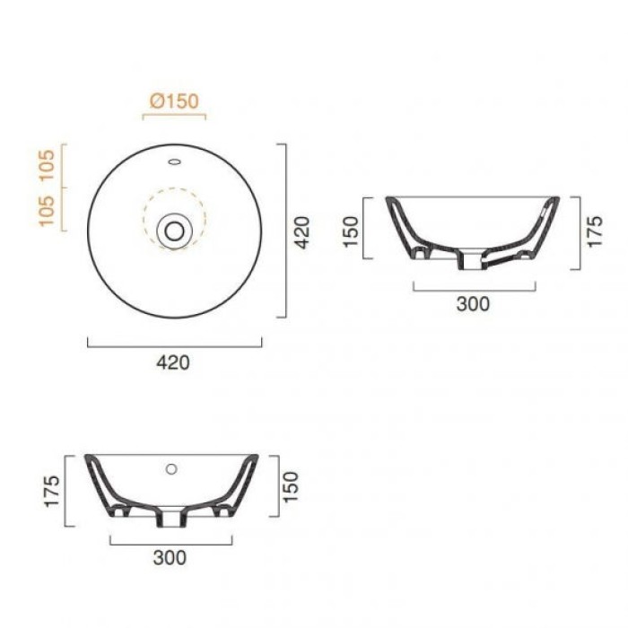 Керамическая раковина 42 см Catalano Gold&Silver, gold/white Керамическая раковина 42 см Catalano Gold&Silver, gold/white