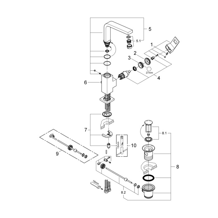 Grohe Eurocube Смеситель однорычажный для раковины L-Size (23135AL0) Grohe Eurocube Смеситель однорычажный для раковины L-Size (23135AL0)