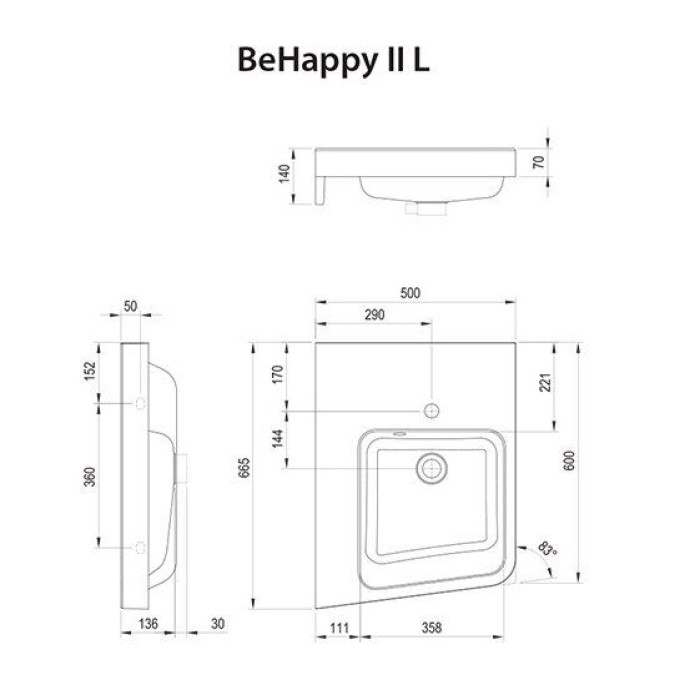 Умывальник Ravak BE HAPPY II L Левый