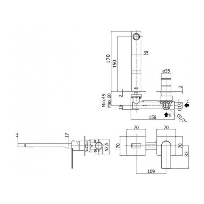 Смеситель для раковины Paffoni Tango TA104CR70
