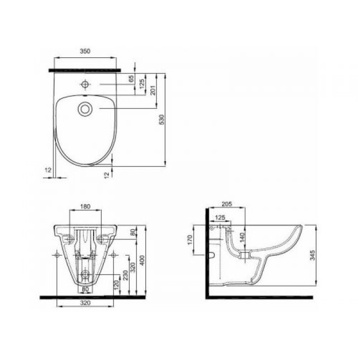 Биде подвесное Kolo Nova Pro M35100000 Биде подвесное Kolo Nova Pro M35100000