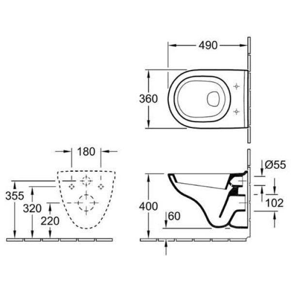 Унитаз подвесной Villeroy & Boch O.NOVO Directflush (5688HR01) с сиденьем Soft Close (9M38S101)