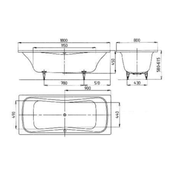 Ванна стальная Kaldewei DYNA DUO MOD.611 180X80СМ 216315320001 3.5 мм