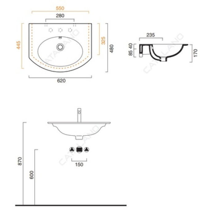 Керамическая раковина 62 см Catalano Velis