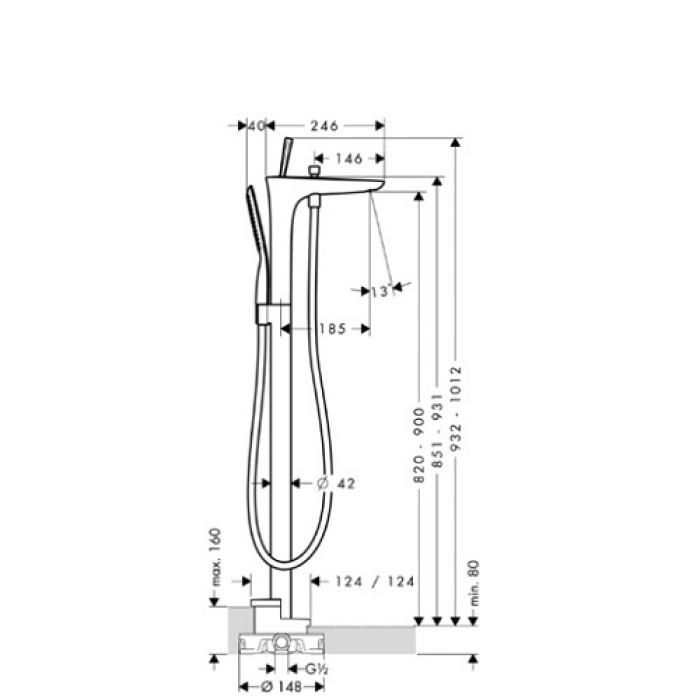 Смеситель для ванны Hansgrohe PuraVida 15473400