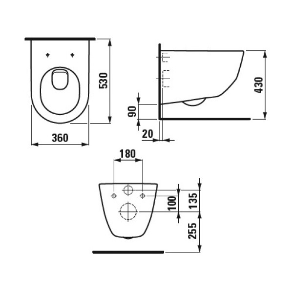 Унитаз подвесной Laufen Pro Rimless H8209660000001 с сиденьем Slow Closing H89695130000001