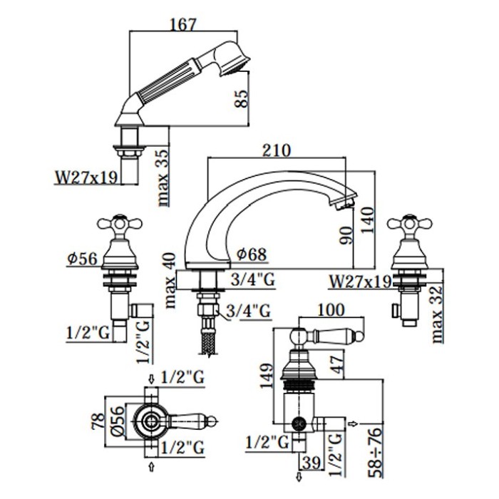Смеситель для ванны Paffoni Iris-Viola (IRV044CR) Смеситель для ванны Paffoni Iris-Viola (IRV044CR)