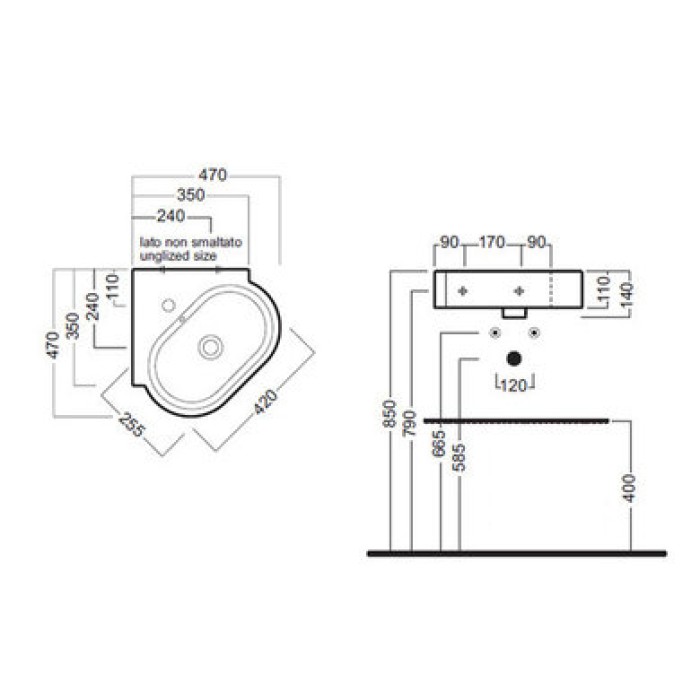 Керамическая раковина 47 см Hatria Area, белый (Y0WF01)