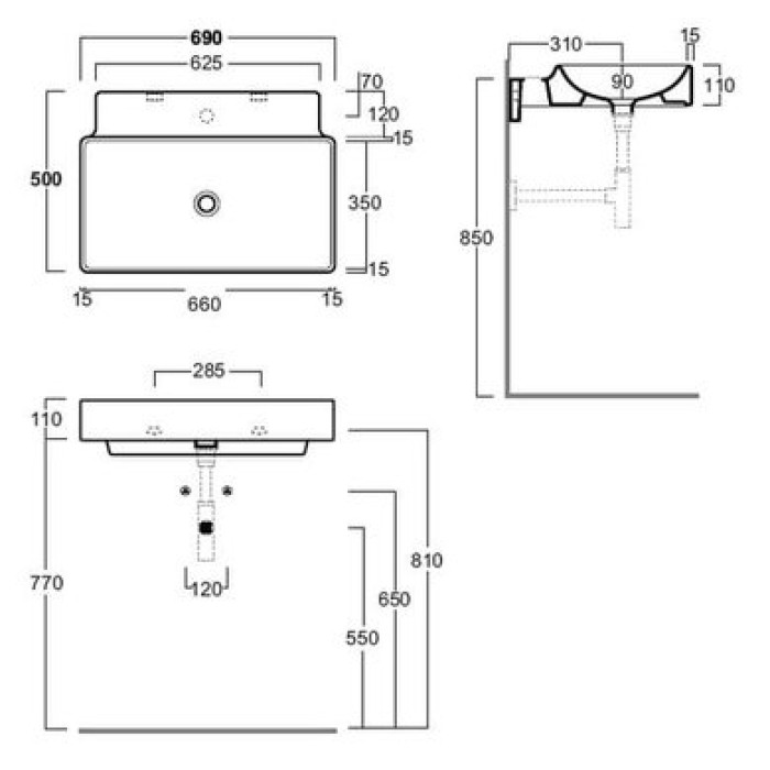 Керамическая раковина 69 см Simas Flow FL 01
