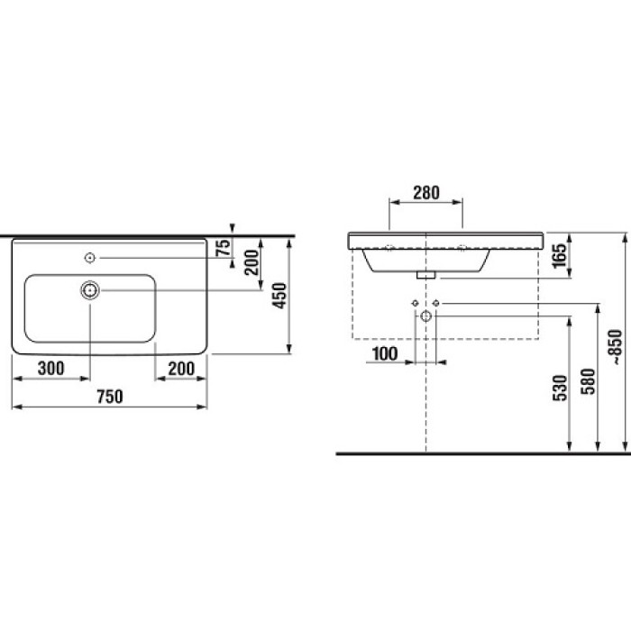 Умывальник мебельный асимметричный JIKA CUBITO H8124220001041 чаша слева